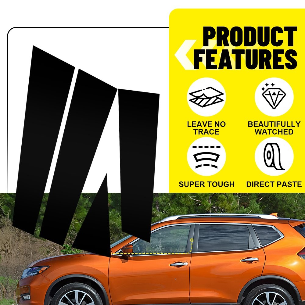 Window Pillar Posts Door Trim Piano Cover For 2014-2020 Nissan Rogue 8PCS/SET ED