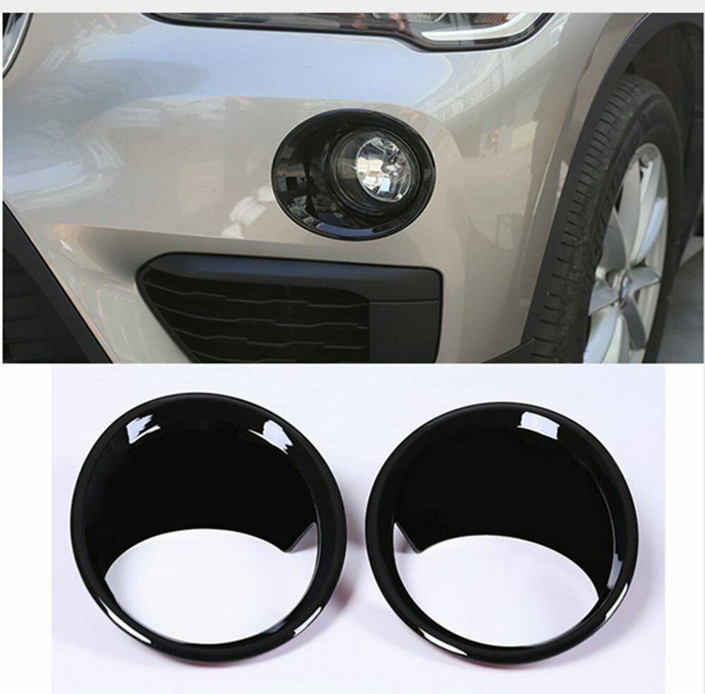 For BMW X1 F48 Black Front Fog Light Lamp Cover Ring Trim 2016-2019 2pcs