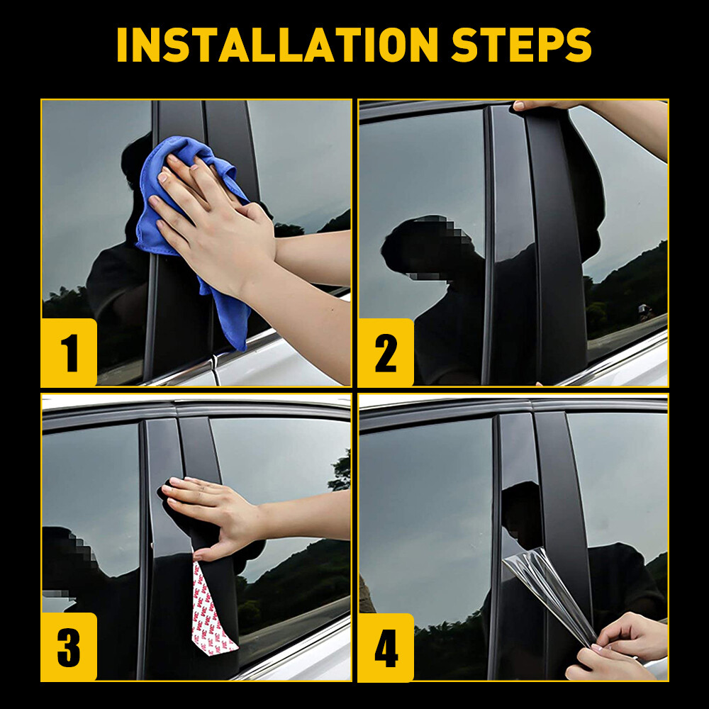 For Toyota Corolla Sedan 2003-08 6Pcs Glossy Black Pillar Posts Door Covers Trim