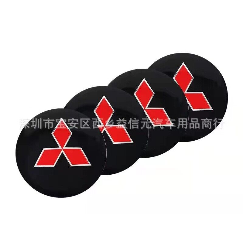 4Pcs 60mm Black Wheel Auto Center Cap Badge Emblem Hub Cover For Mitsubishi Logo
