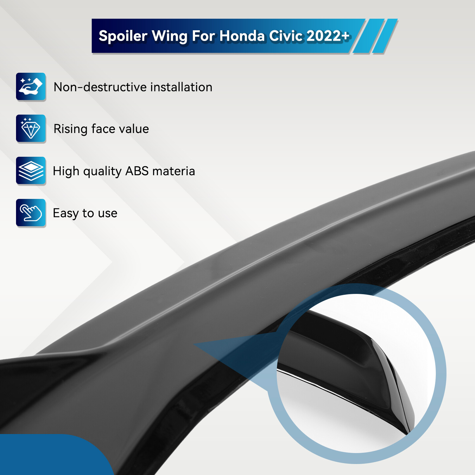 Trunk Spoiler Wing High Kick For 2022 -2025 Honda Civic Sedan Si Factory M Style