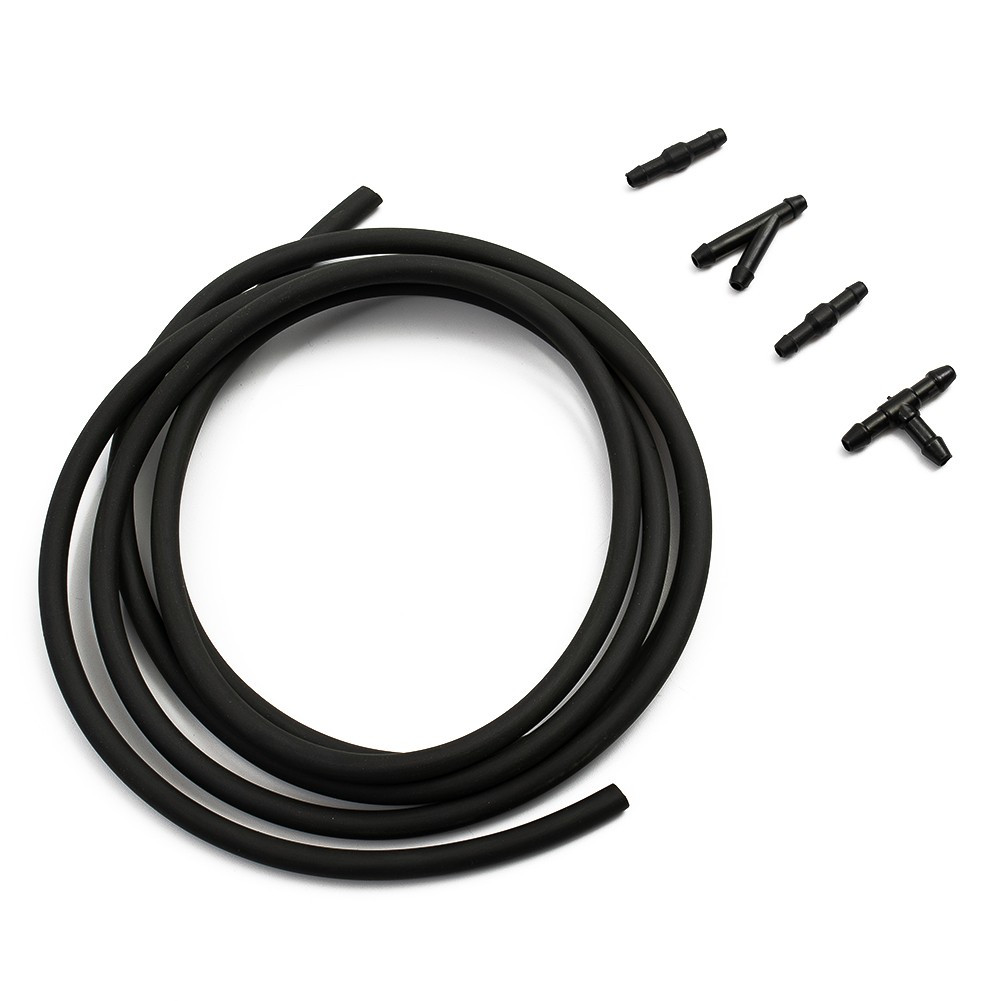 Wiper Hose Washer Spray Hose With Connector Black ABS Plastic+Rubber 2M