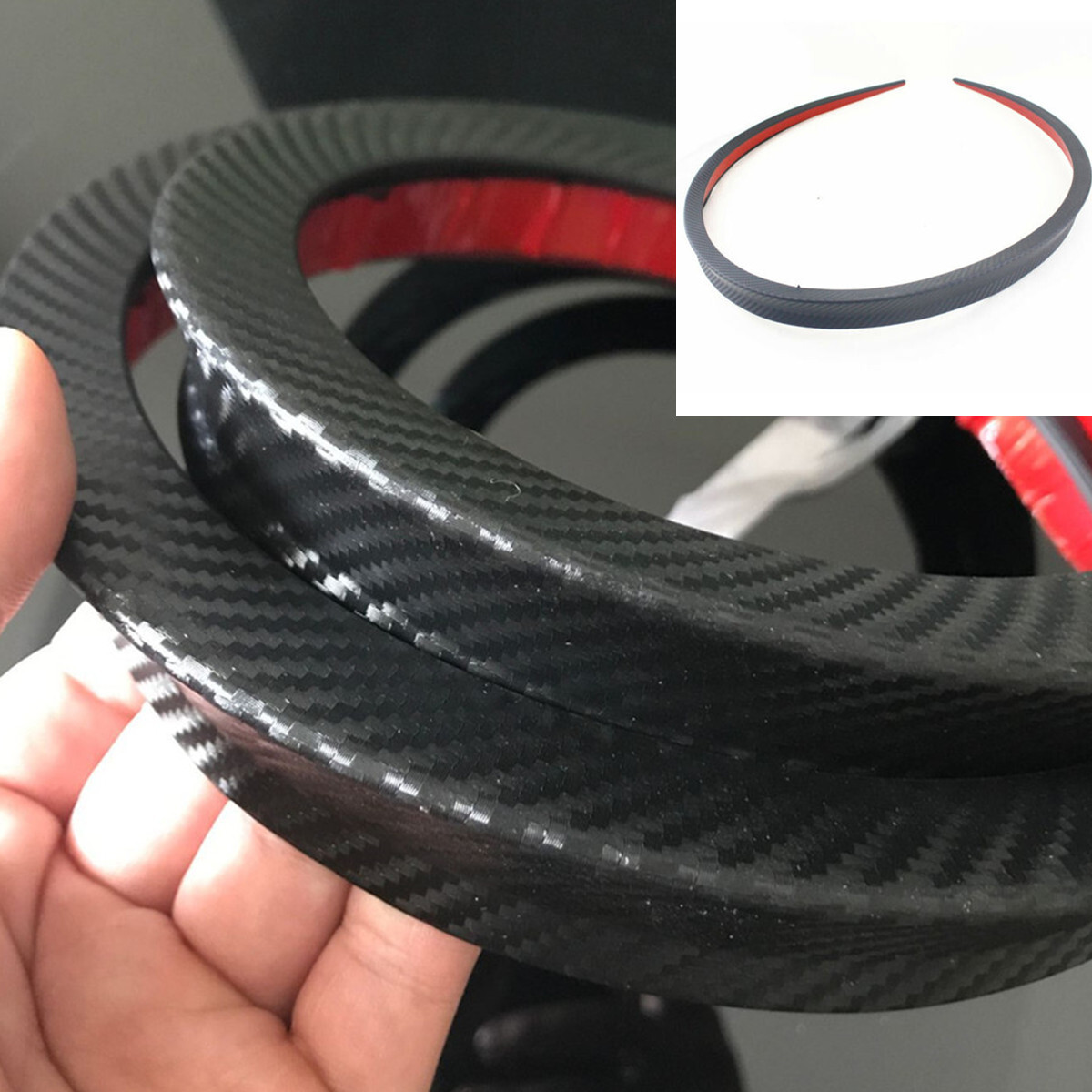 Spoiler Rear Wing Lip Trim Sticker For Car Roof Trunk Bonnet Carbon Fiber Color