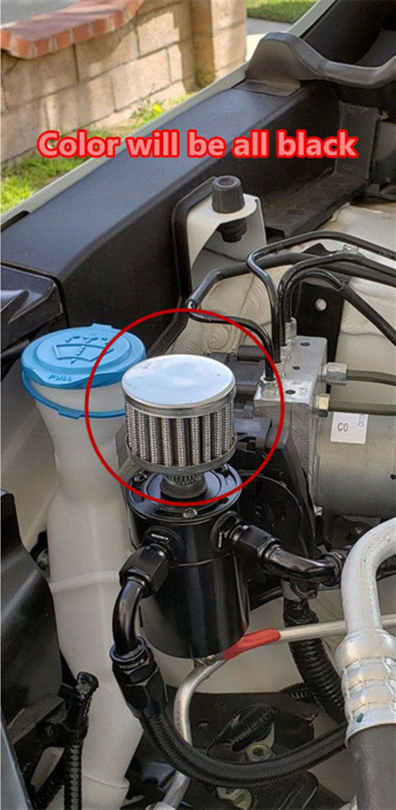 Aluminium Alloy Oil Catch Can Reservoir Tank W/ Breather Filter Baffled Black