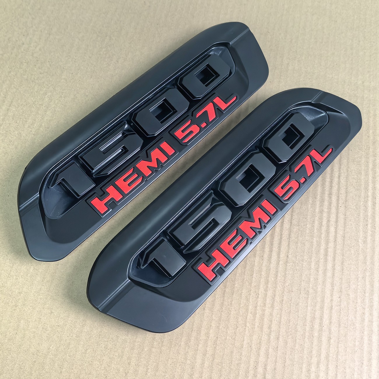 2x HEAVY DUTY Emblem Left Right Hood Badge for RAM 1500 RAM1500 Black Red
