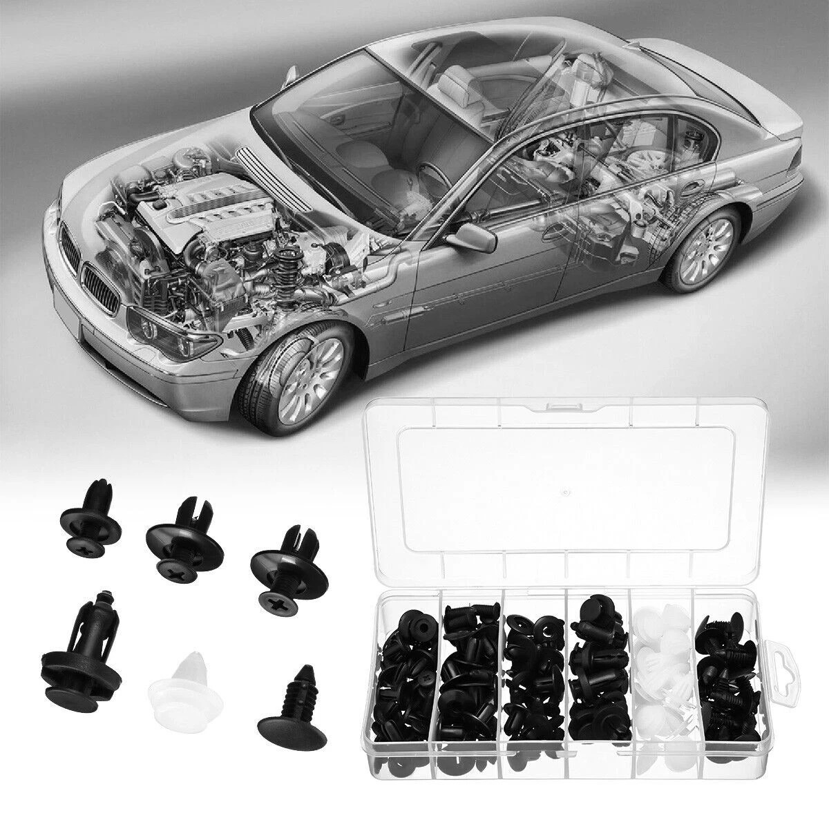 100Pcs/Set Plastic Rivet Car Fender Bumper Push Pin Clips 10mm Hole For Honda