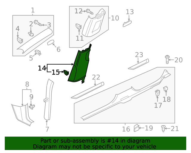 Genuine Volkswagen Door Pillar Post Trim Set 561-867-291-B-ZA2