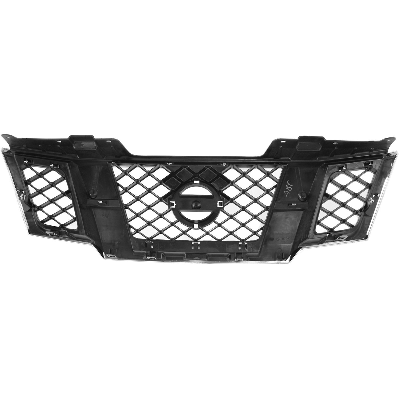 Grille For 2009-2016 Nissan Frontier Chrome Shell w/ Black Insert Plastic