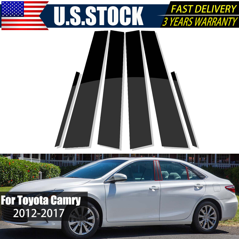 US Polished Black Window Pillar Post Door Trim Cover For Toyota Camry 2012-2017