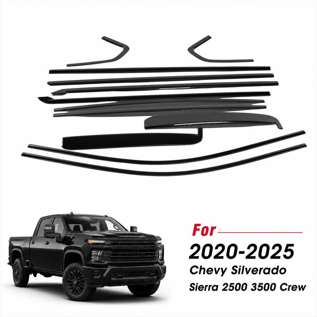 Window Decor Trim Strip Cover For 2020-2025 Chevy Silverado HD 2500/3500 black