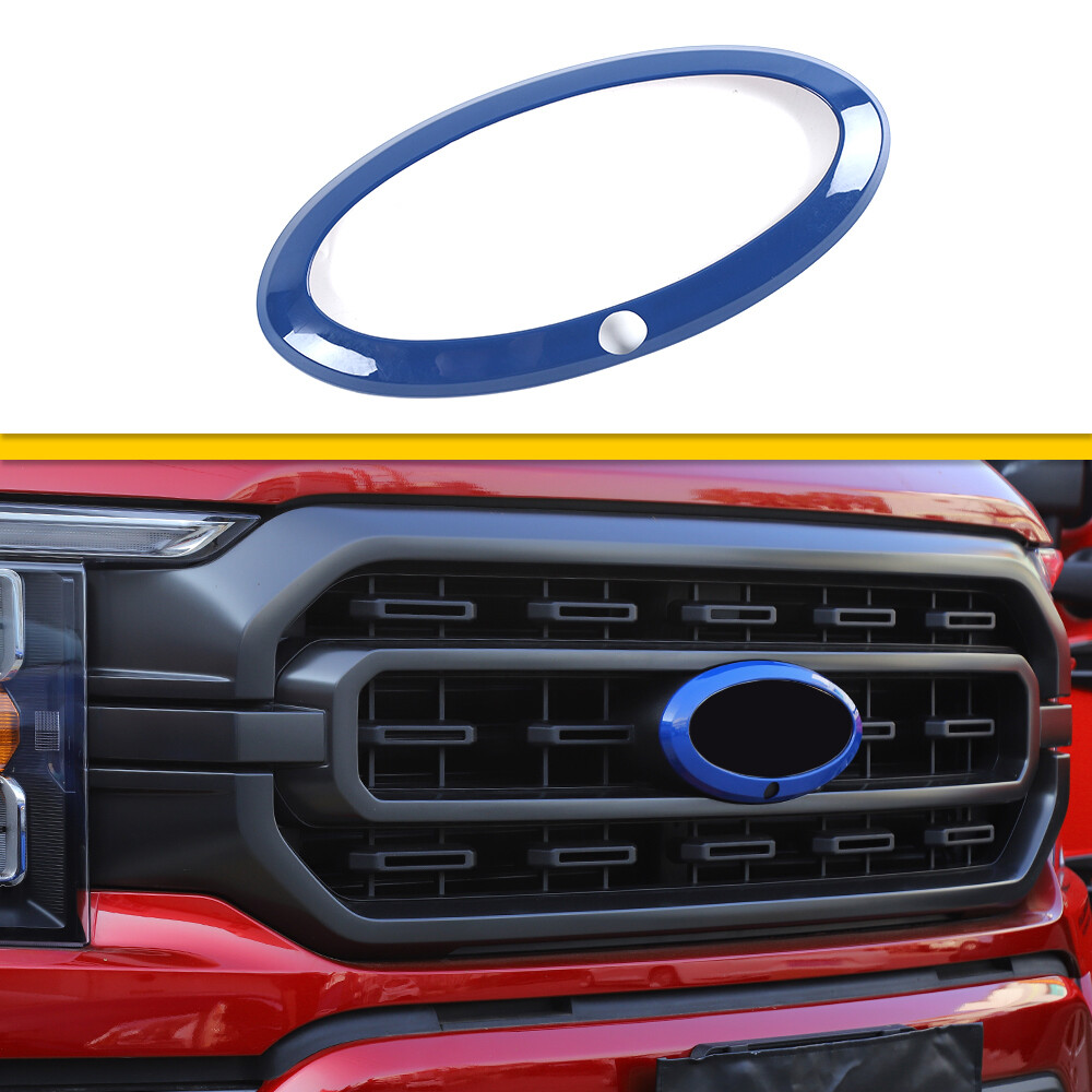 Blue Front Grille Logo Emblem Badge Cover Trim For Ford F150 2021-22 With Camera