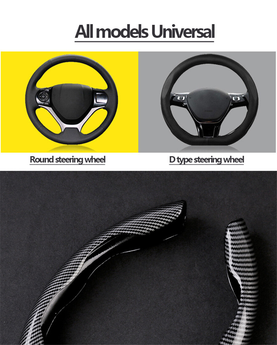 Carbon Fiber Look Accessory Steering Wheel Booster Cover Non-Slip Accessory Red