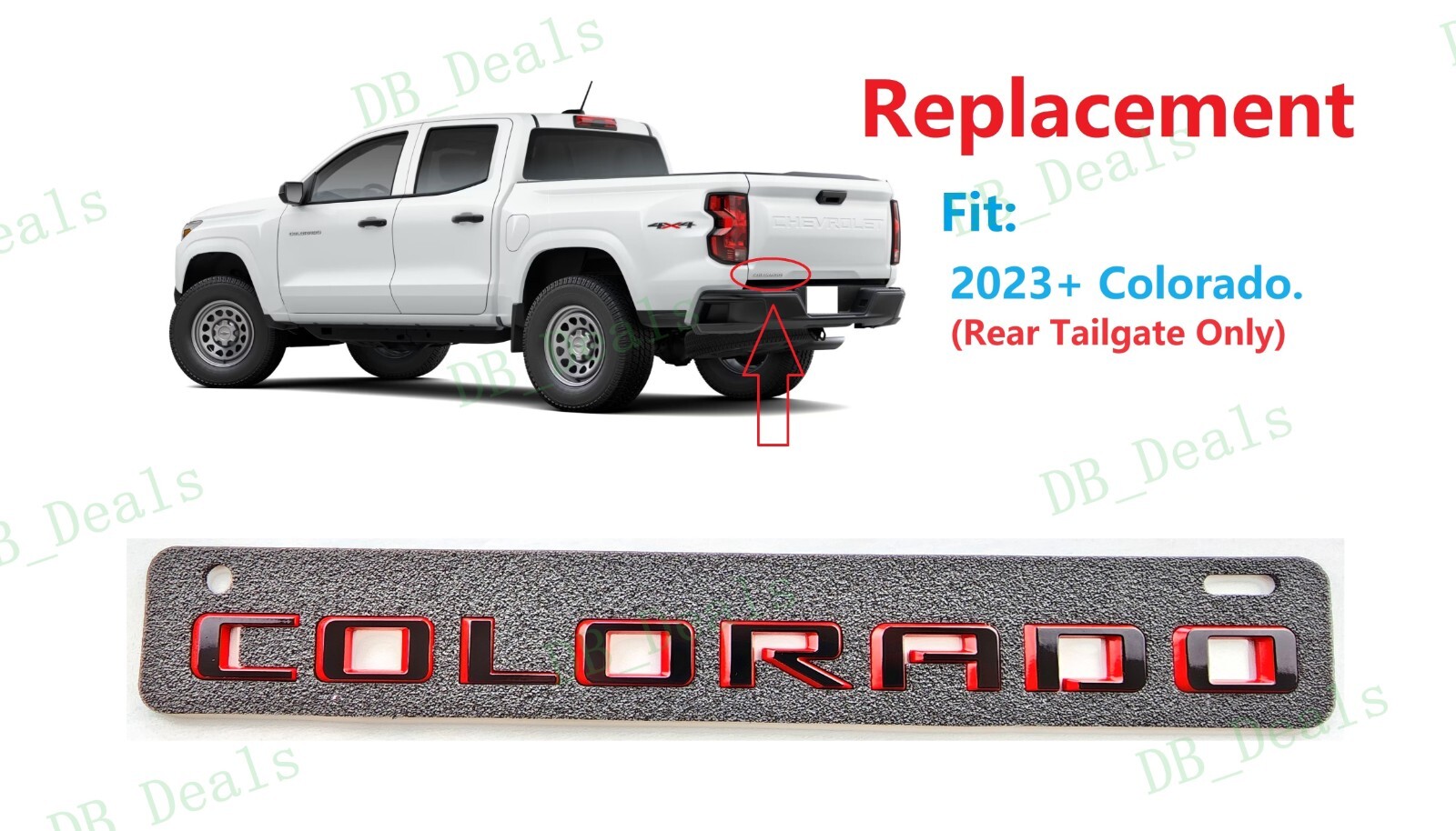 1PC Gloss Black Red Rear Tailgate Colorado Emblems Letters Fit 2023+ Colorado