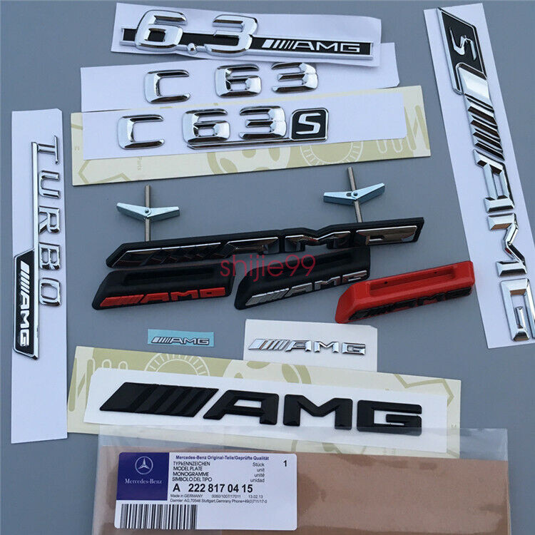 AMG Black Badge Front Bumper Grill Emblem for Mercedes Benz Class C63 W205 W212
