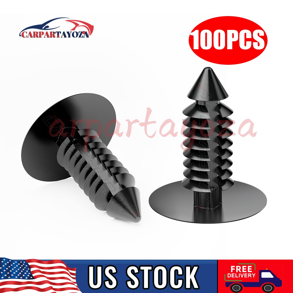 100pcs BLACK NYLON CHRISTMAS TREE CLIPS 1595864 1605396 AUTO BODY FASTENERS 8mm
