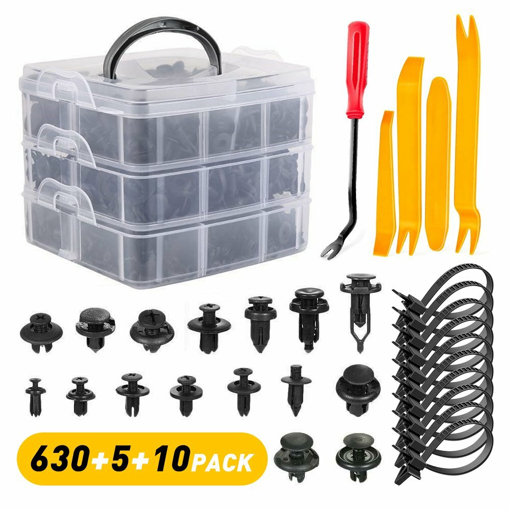 645PC Clips Tool Bumper Fender Door Panel Trim Fastener Plastic Pin Retainer Kit