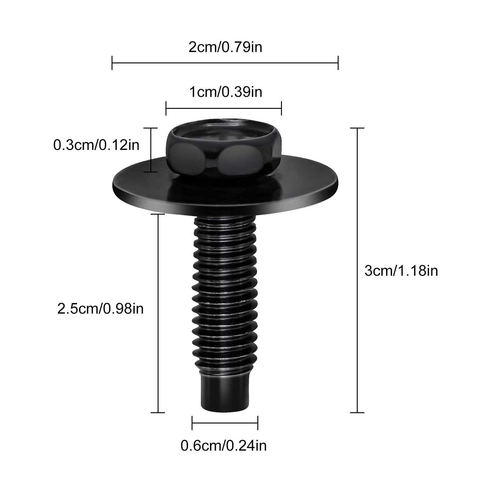50 PCS M6-1.0 x 25mm Hex Head SEMS Body Bolts for Bumpers Fenders Splash Shield