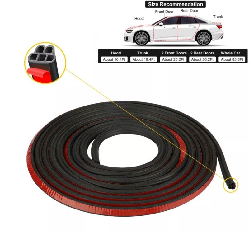 52Ft Car Door Edge Trim Molding Rubber Seal Strip Scratch Protector Guard Decor