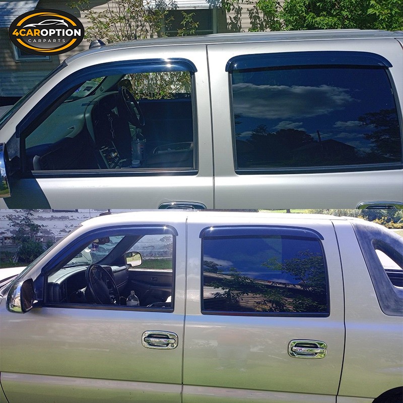 Fits 01-06 Chevy Silverado GMC Sierra Crew Cab Window Visors Rain Sun Guard Vent