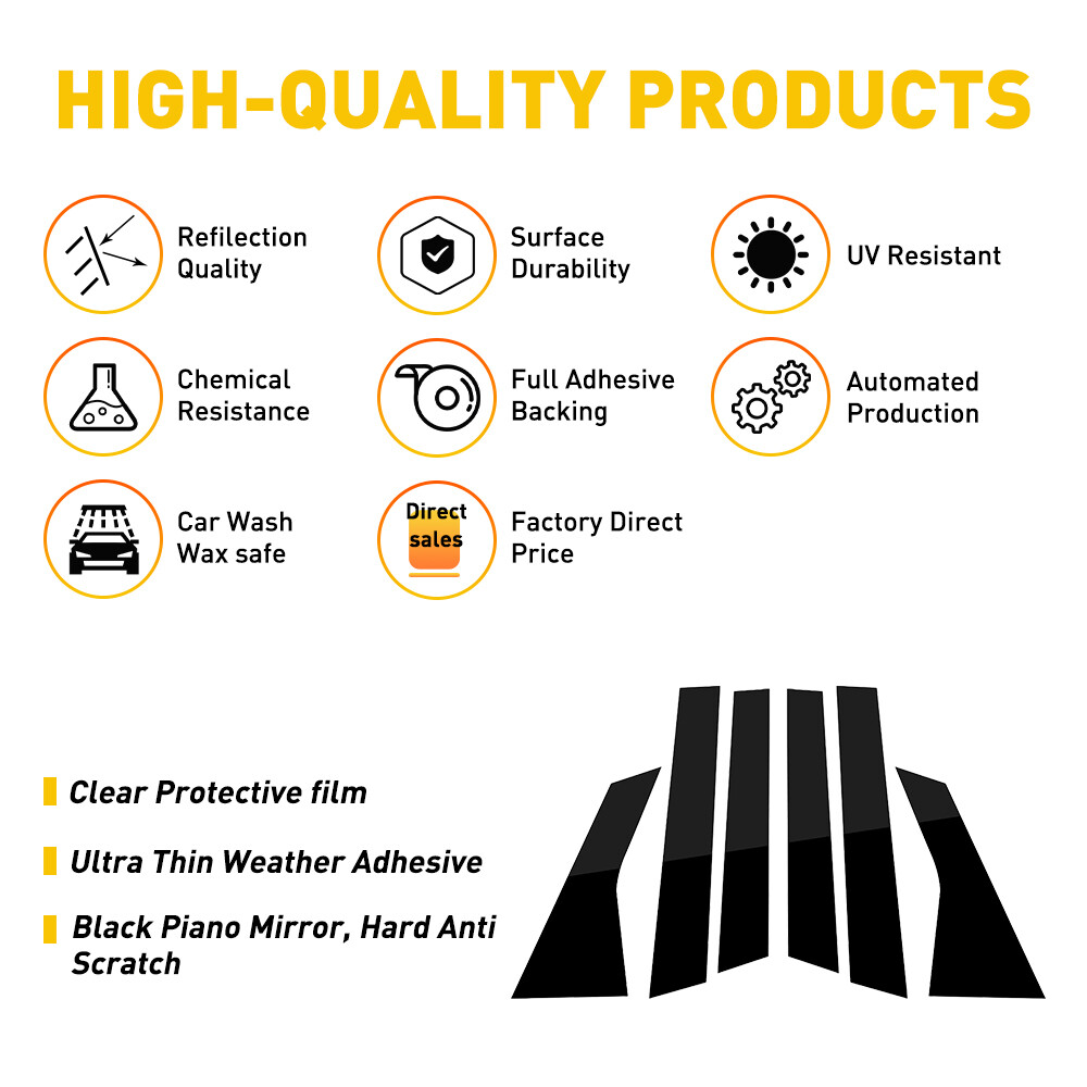 6Pcs For Accord 2018-2022 Honda Car Black BC Window Pillar Posts Cover Trim