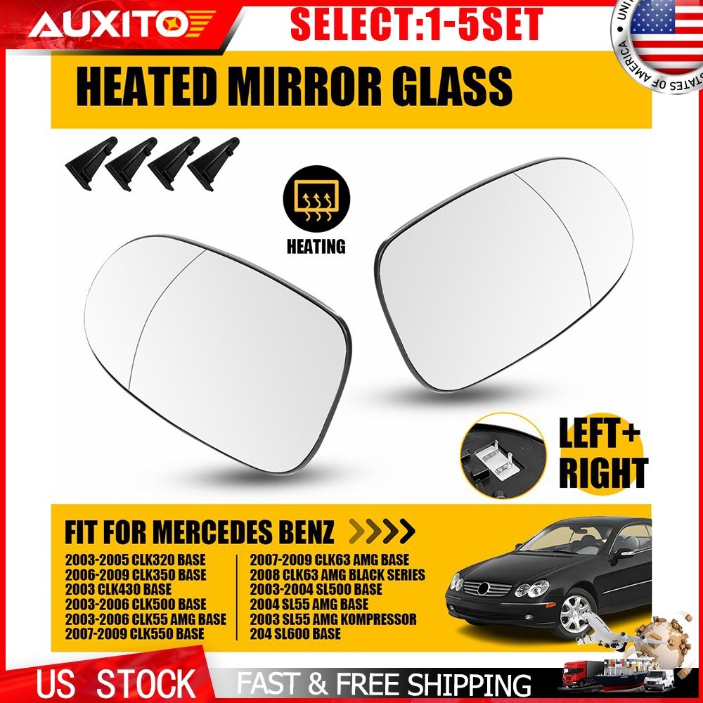 Heated Mirror Glass Left Right Fit Mercedes CLK Class W209 A209 C209 Coupe 2-10X