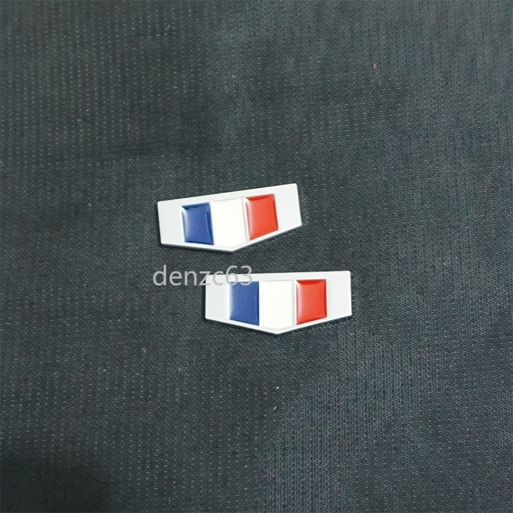 2x France Flag Silver Chrome Metal Sticker Decal Badge Emblem Type Sports Hybrid