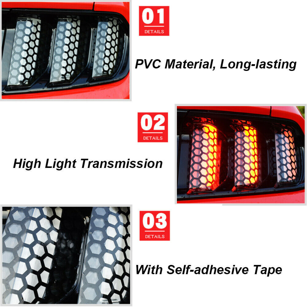 Headlight Tail Light Lamp Decor Trim Honeycomb Self-Adhesive Sticker Decals Wrap