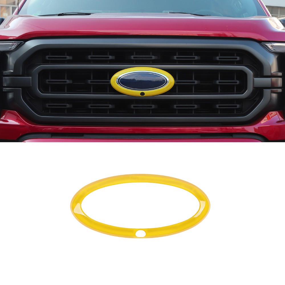 Front Grille Logo Emblem Badge Ring Covers For Ford F150 2021+ With Camera Hole