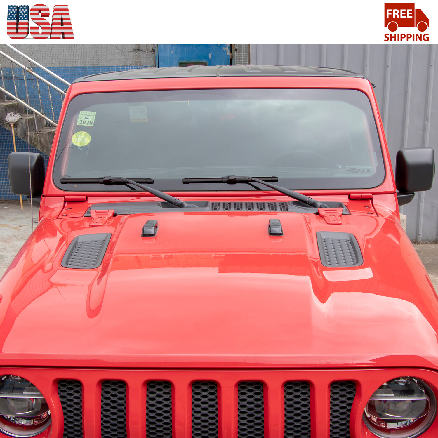 Hood Spray Nozzle Decorative Cover Trim Black For Jeep Wrangler JL 2018+ 2/4Dr