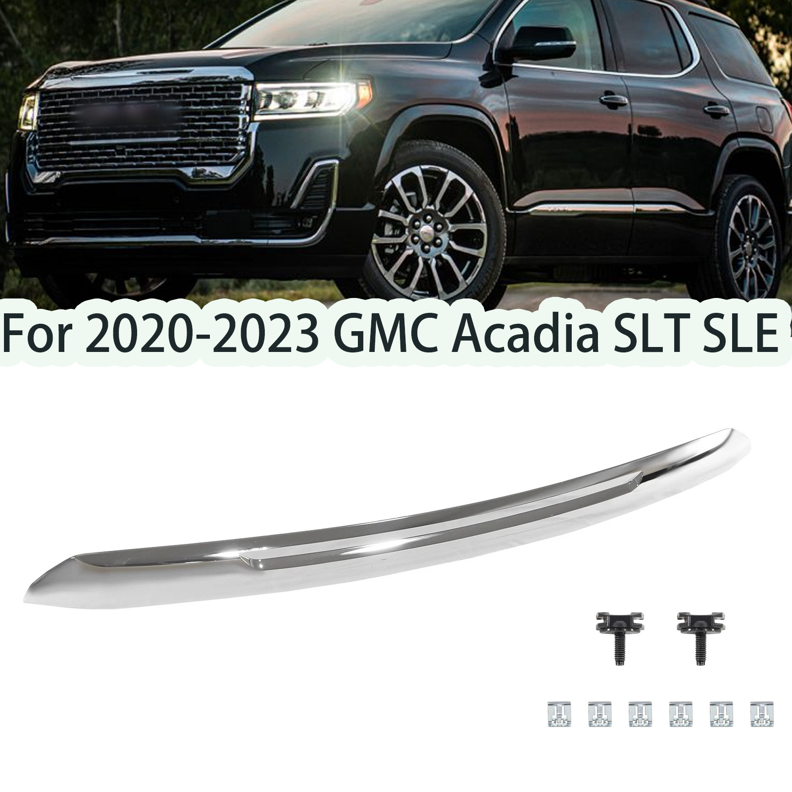 Fits For GMC Acadia SLT 2020-2023 Chrome Front Upper Hood Molding Trim