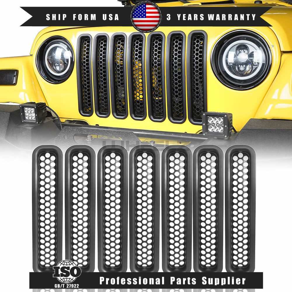 Honeycomb Mesh Front Grill Inserts Fit 1997-06 Jeep Wrangler TJ Unlimited (7X)