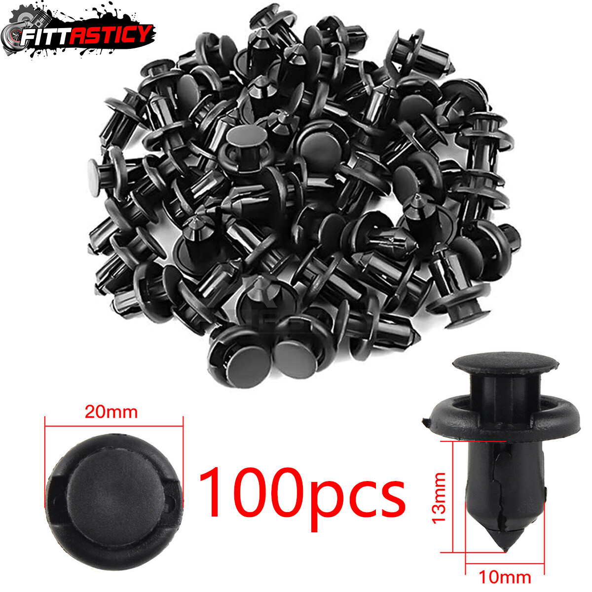 100Pcs Retainer Clips 10mm Hood Fender Push Rivets Retainer Fasteners