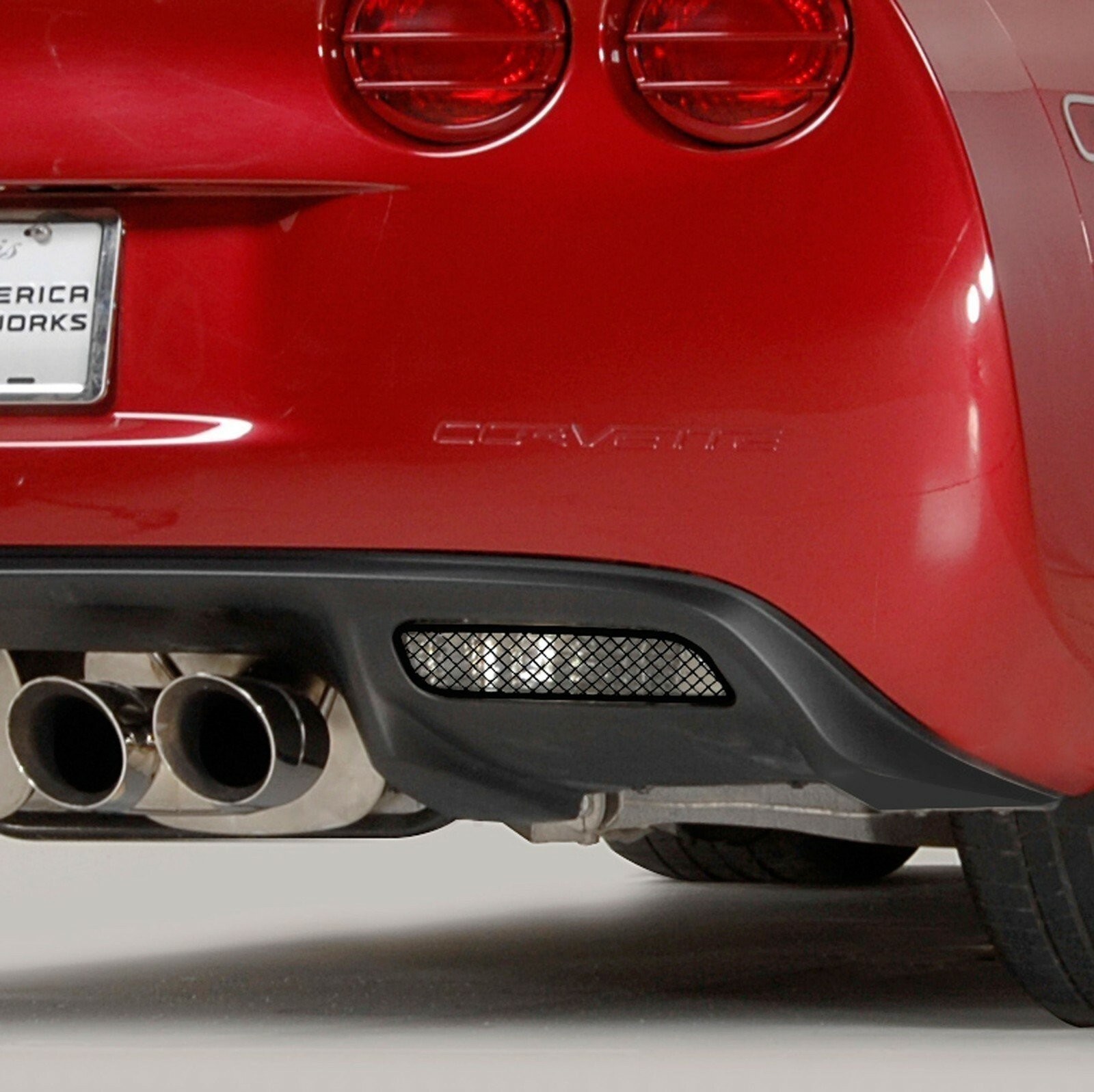 Reverse Light Grilles For 2005-2013 Corvette Powder Coated BLACK DIAMOND MESH