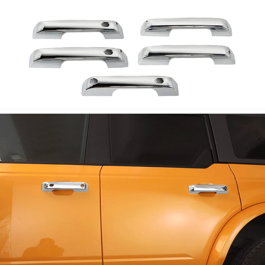 For Ford Bronco 2021-2026 ABS Chrome Exterior Side Door Handles Cover Trim 5PCS