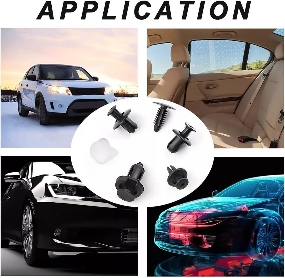 100Pcs/Set Plastic Rivet Car Fender Bumper Push Pin Clips 10mm Hole For Honda