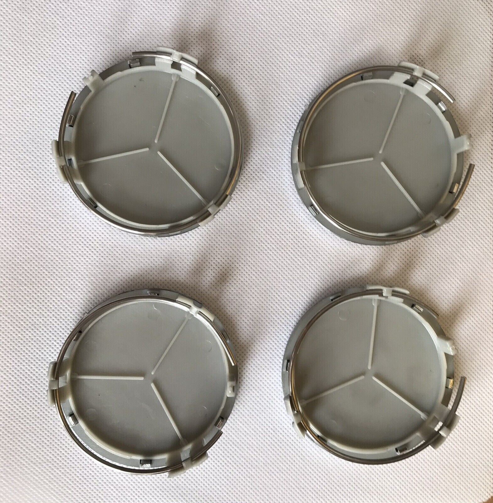 4pcs Hub Cover 75mm Full Gray For Mercedes Logo Emblem Rim Wheel Center