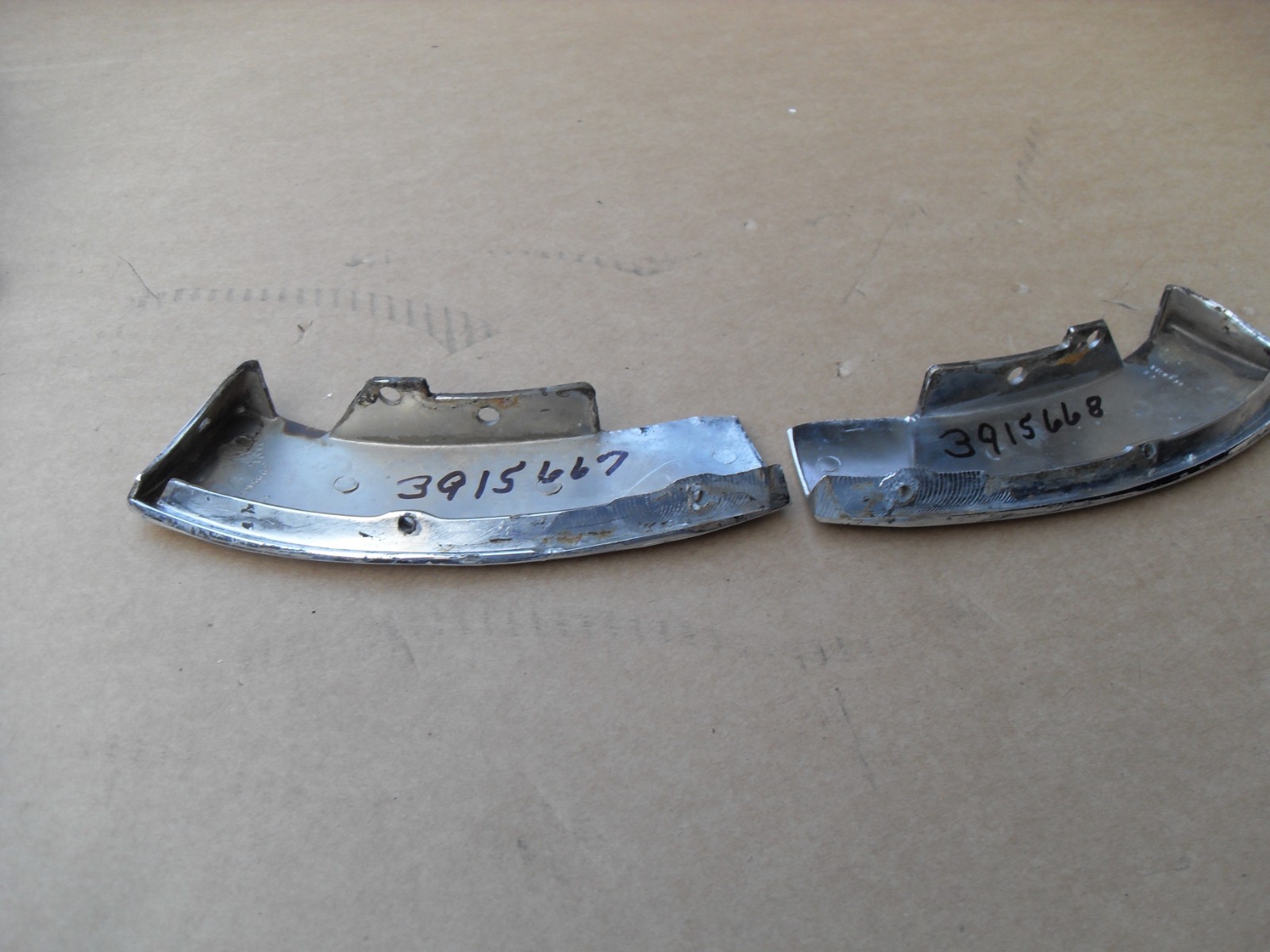 1968 corvette convertible RH LH Windshield Header Corner Chrome molding. 68 only