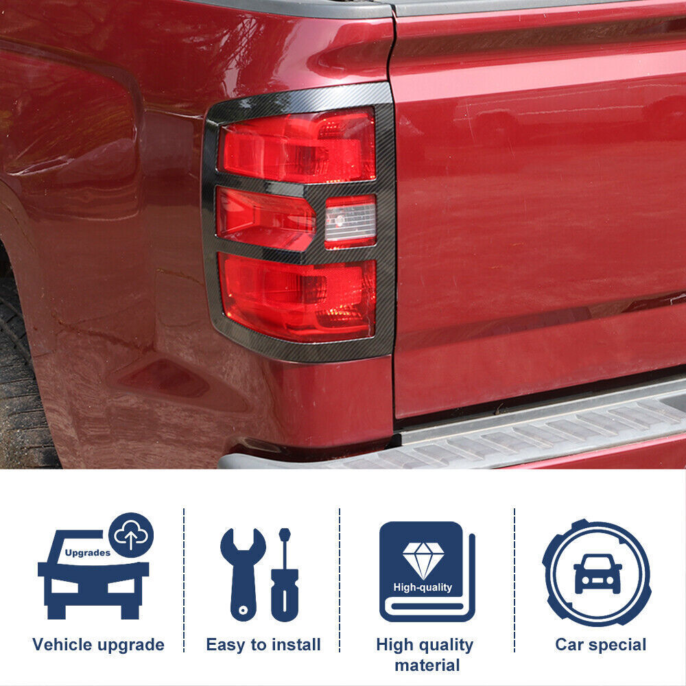 Rear Taillight Lamp Frame Cover Frame For Chevy Silverado 2014-2018 Carbon Fiber