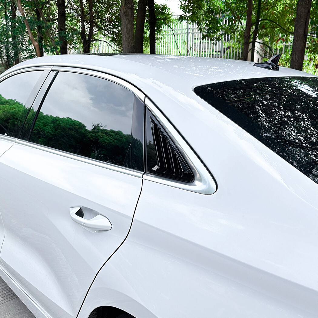 For Audi A3 S3 8Y Sedan 2021-2024 Rear Window Quarter Louver Cover Gloss Black