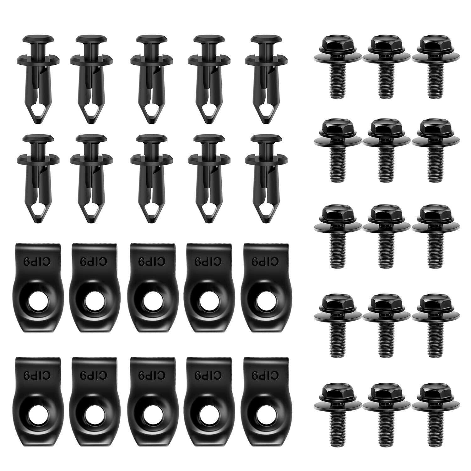 35PCS Engine Under Cover Splash Shield Guard & Body Bolts & Bumper Fender Set