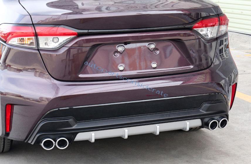 Black+Silver Rear Bumper Diffuser Lip Spoiler Refit For Toyota Corolla 2020-2024