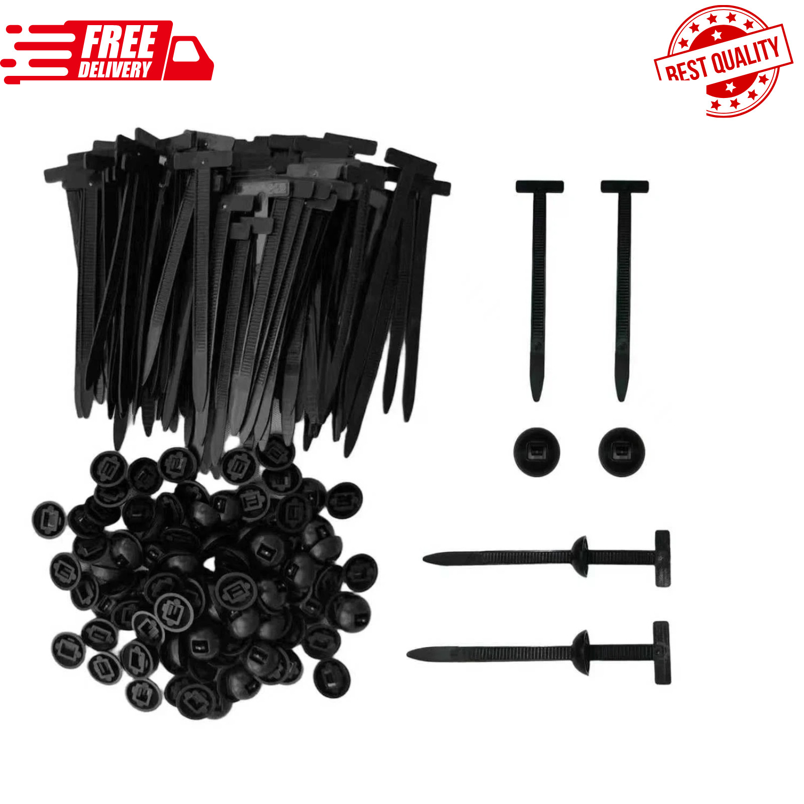 100Pcs Automotive Nylon Cable Tie Fastener Kit – Universal Car Zip Tie Buckle C