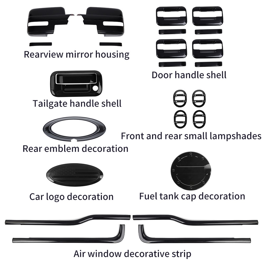 For 09-14 Ford F150 Raptor 18x Exterior Door handles Window Tailgate Decor Cover