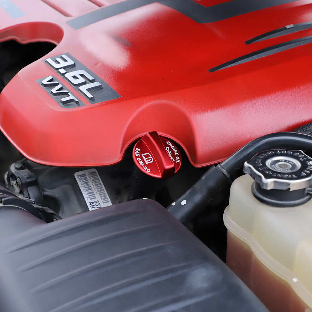 Red Aluminium Alloy Engine Bay Cnc Oil Cap Cover Trim Kit Fit for Dodge Charger