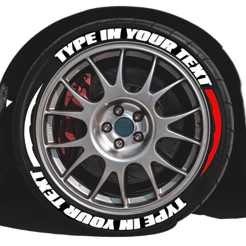 1.06″ Personality Customized Text 14″-22″ 8 Sets Custom Tire Lettering Sticker