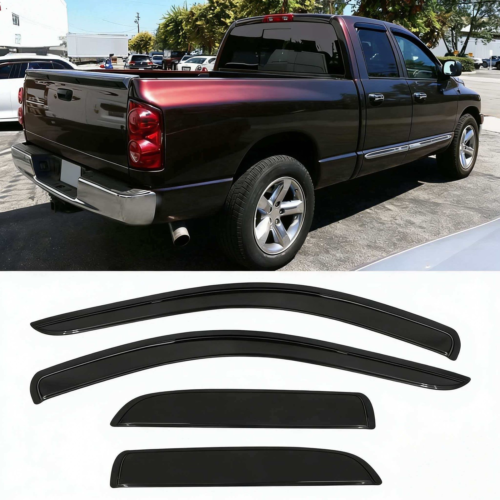 For 2002-2009 Dodge Ram 1500 2500 4PC Window Vent Shades Rain Visor Guards
