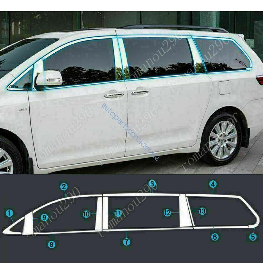 For Toyota Sienna 2011-20 Chrome Steel Window Strips&Pillar Posts Cover Trim 26x