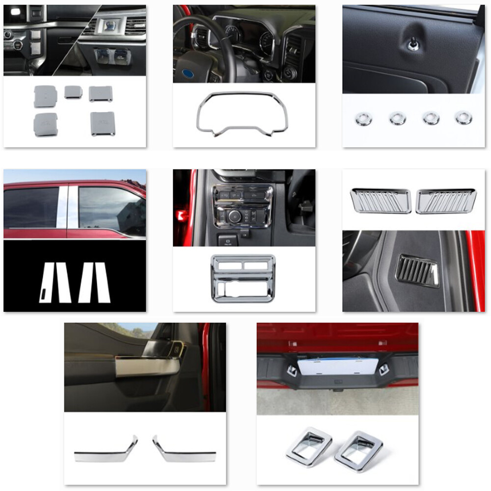 Chrome ABS Interior +Outer Full Decoration Accessories Cover For Ford F150 2021+