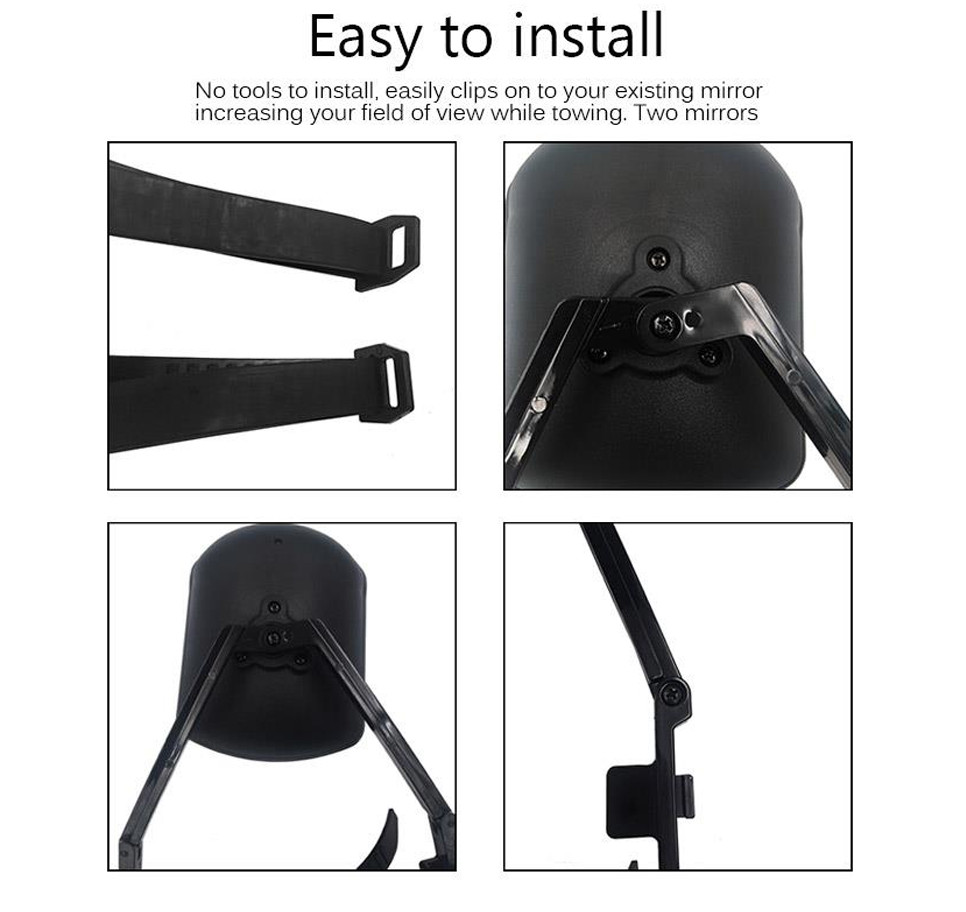 (USA) Universal Trailer Towing Mirror Adjustable Clip-On Car Extension Mirrors*2