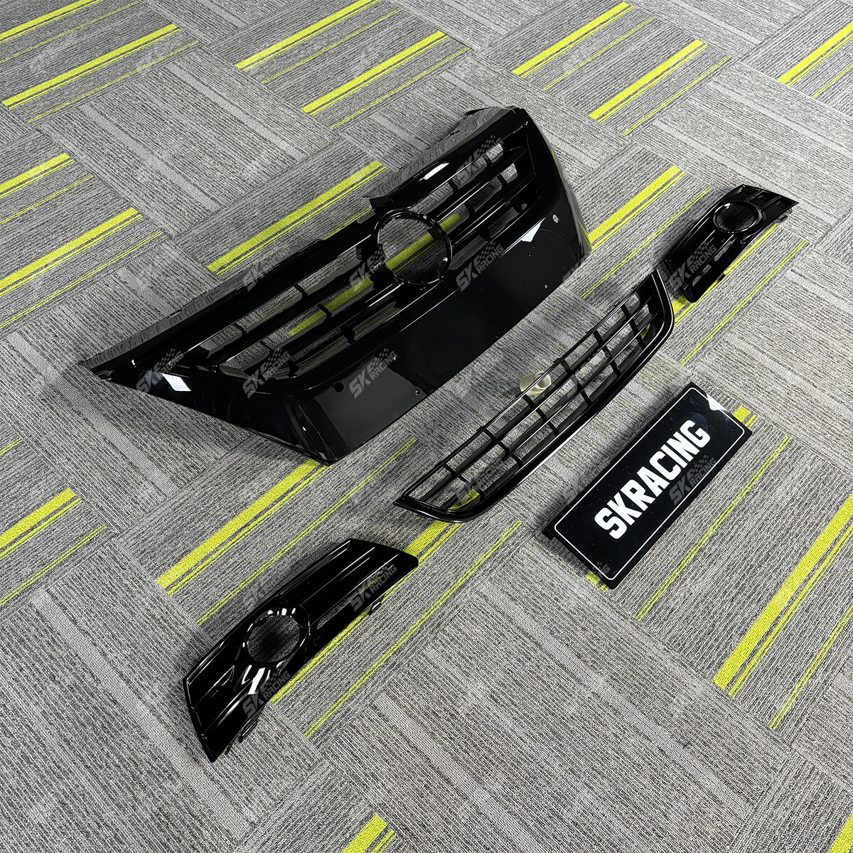 For Volkswagen CC 2009-12 Glossy Black Front Bumper Upper Grille Fog Light Cover